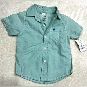 Carter’s NEW 12M Light Aqua Short Sleeve Button Down Shirt